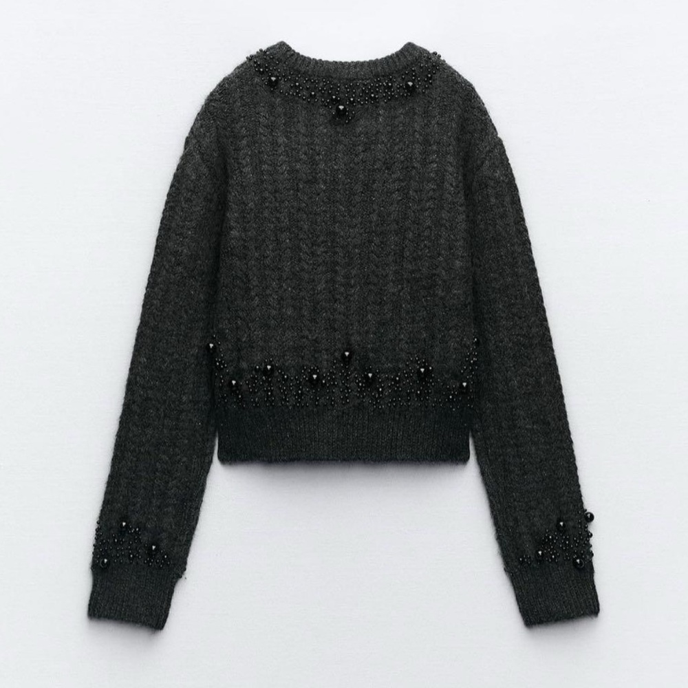 Grey beaded Zara sweater